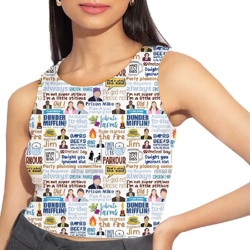 Women's Blouse with FlouncesAOP Crop Top - Dunder Doodle