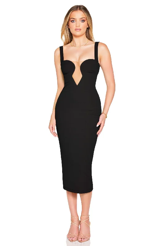 Women's V-Back DressesNookie Minx Midi Dress - Black