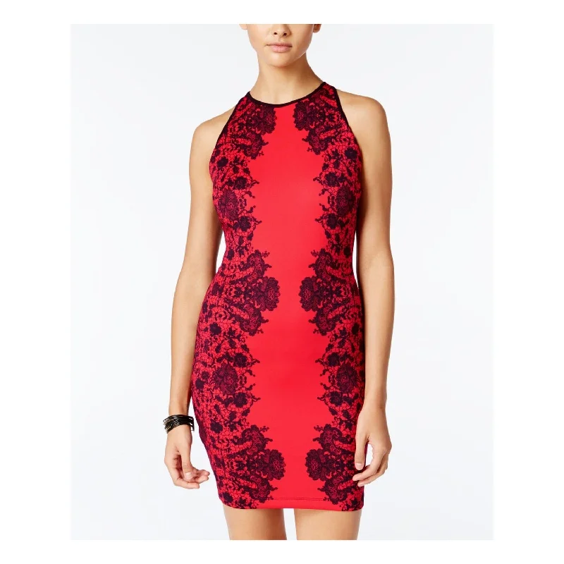 Women's Off-Shoulder DressesB. Darlin Junior's Printed High Neck Bodycon Dress Red Size 9/10