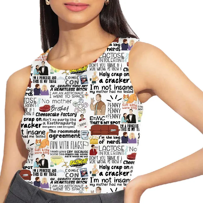 Women's Blouse with ZipperAOP Crop Top - Bazinga Doodle