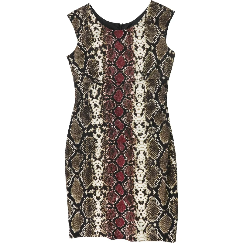 Women's Notched Collar DressesCalvin Klein Womens Snake Print Bodycon Dress, Brown, 8