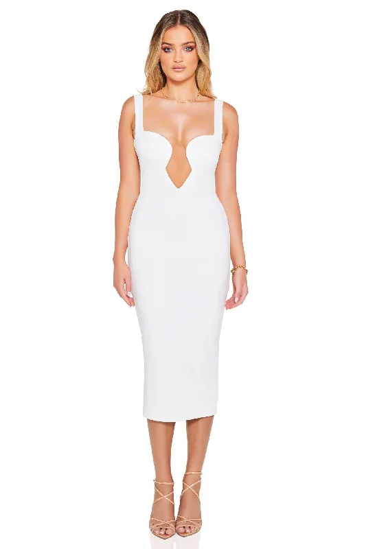 Women's U-Shaped Collar DressesNookie Minx Midi Dress - Ivory