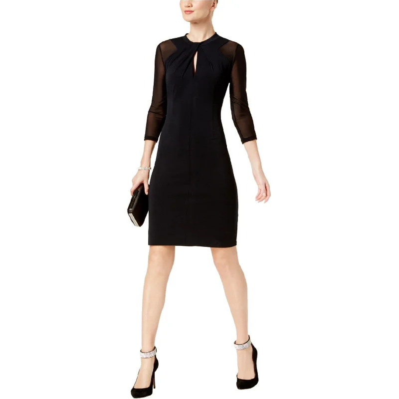 Women's High Collar DressesI-N-C Womens Illusion-Sleeve Bodycon Dress, Black, X-Small