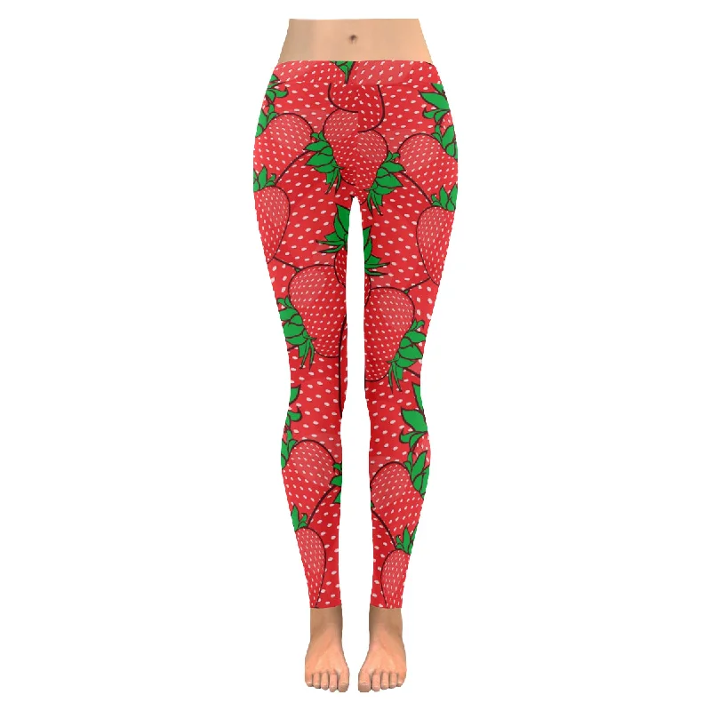 Zenzzle strawberries print Low Rise Womens capri yoga running Leggings