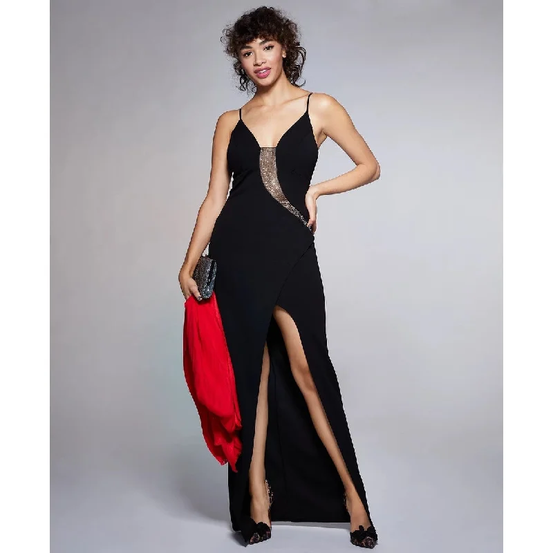 Women's One-Shoulder DressesEmerald Sundae Juniors' Embellished Bodycon Gown Black Size Small