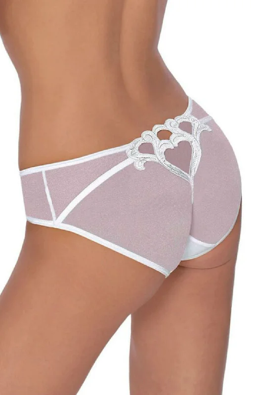 lace-edged g-string panties for womenGorgeous Sheer Mesh Heart Embroidered Design Brief A140