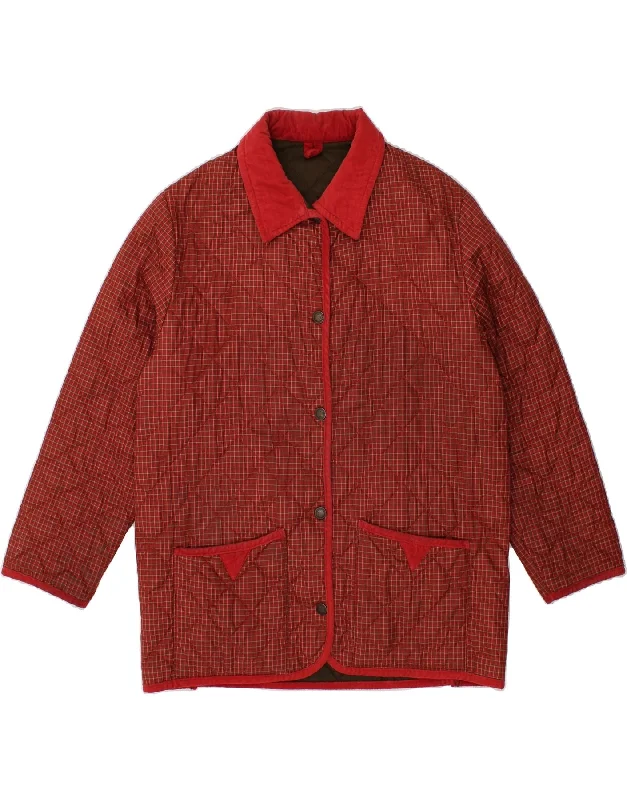 Women's Denim CoatsJOHN PARTRIDGE Womens Quilted Jacket UK 14 Medium Red Check Polyester