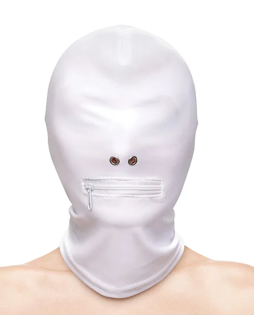 racerback sports braFetish & Fashion Zippered Mouth Hood - White