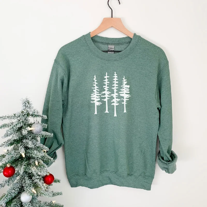 Women's Blouse with Sweetheart NeckEvergreen Trees | Crewneck Sweatshirt