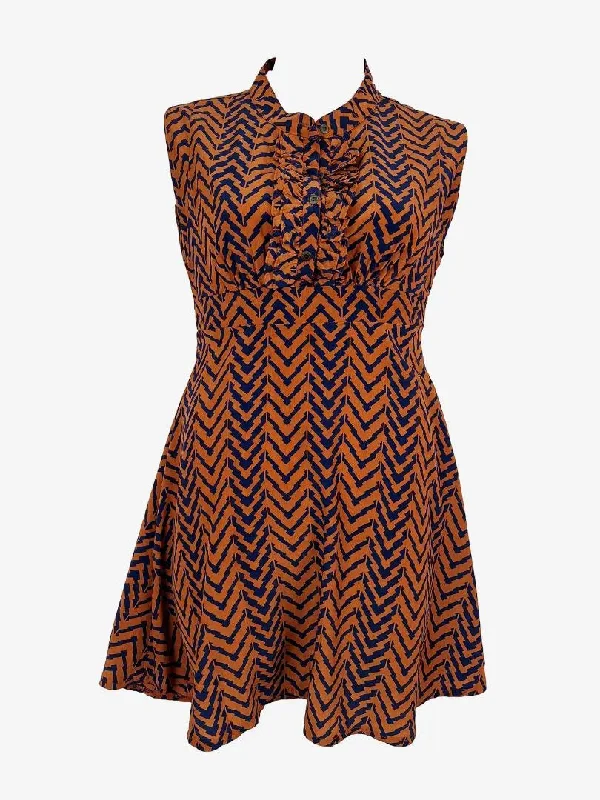 Women's Collarless DressesE-Lady Rust Ruffled Office Mini Dress Size 12