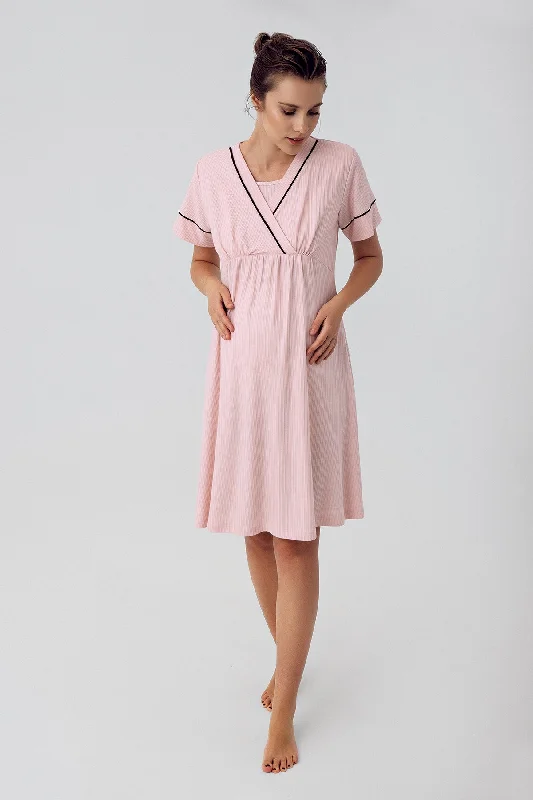 women's pajamas for all-season comfortShopymommy 16102 Double Breasted Maternity & Nursing Nightgown Pink