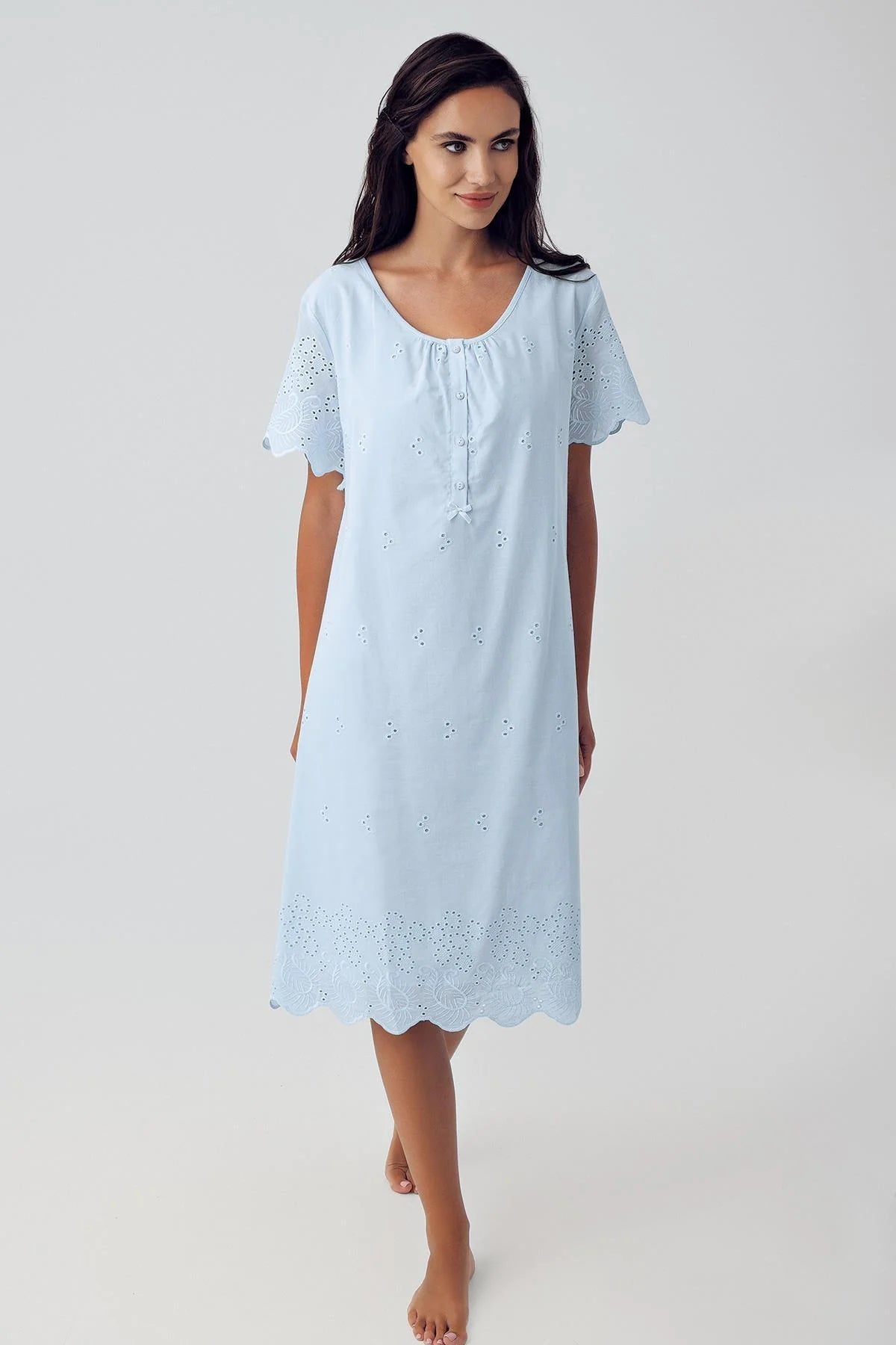 women's pajamas for loungingShopymommy 10117 Woven Maternity & Nursing Nightgown Blue