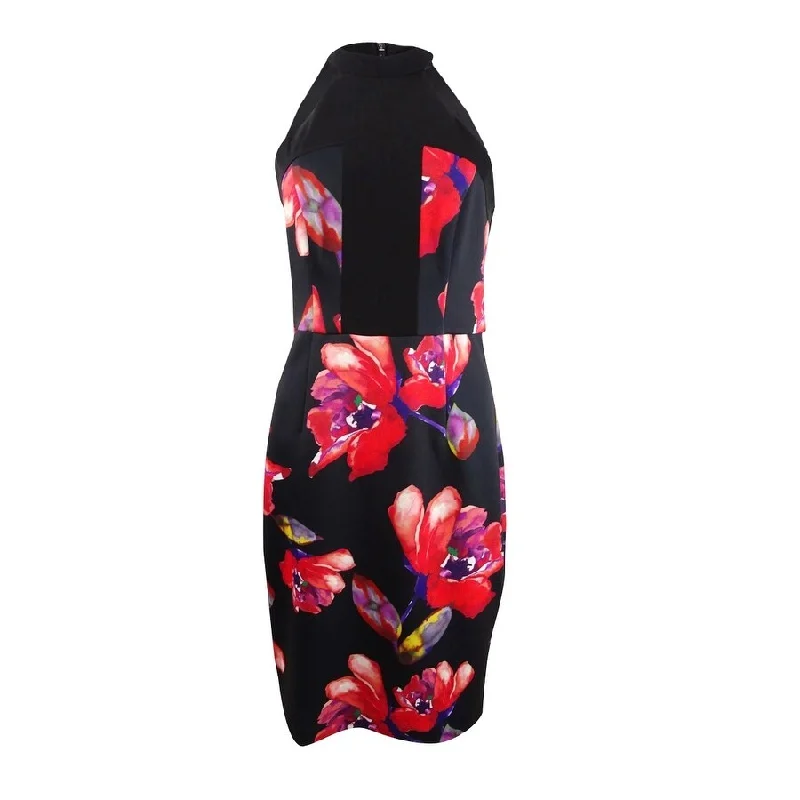 Women's Keyhole-Back DressesTrina Turk Women's Kathleen Floral-Print Bodycon Dress (6, Black Multi)