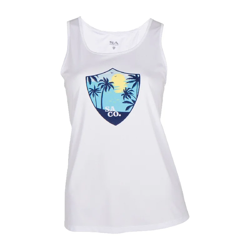 Women's Blouse with High CollarTie Tank | White | Trip Seeker