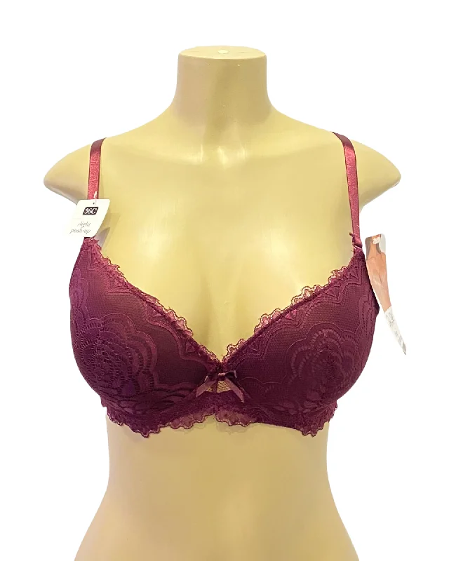 plus-size minimizer underwire braMarla Slight Push Up Bra- Burgundy