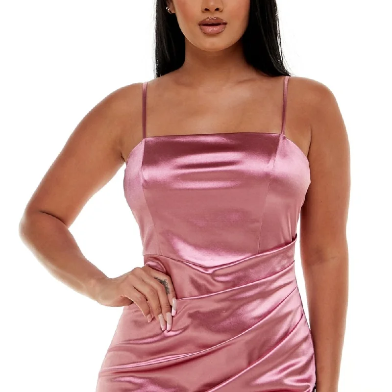 Women's Lapel Collar DressesEmerald Sundae Junior's Ruched Asymmetric Bodycon Dress Pink Size Xx-Large