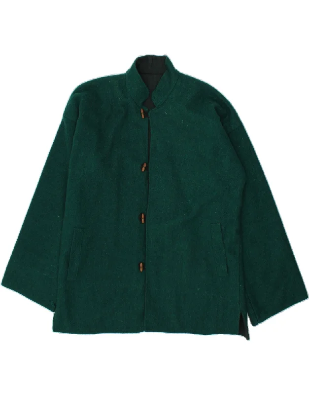 Women's Coats with Fur Trimmed ZipperVINTAGE Womens Overcoat UK 18 XL Green