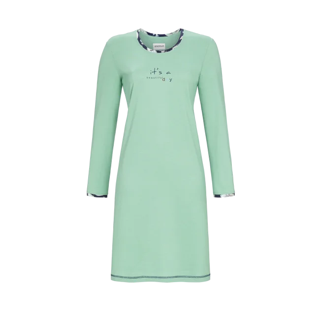 women's pajamas with a cozy, snug fit for ultimate comfortRingella Nachthemd met opdruk its a beautiful day - 3511014 - Agave