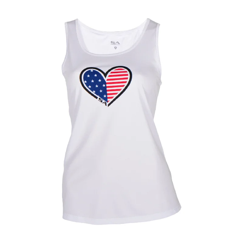 Women's V-Neck BlouseTie Tank | White | Stars Pinstripe