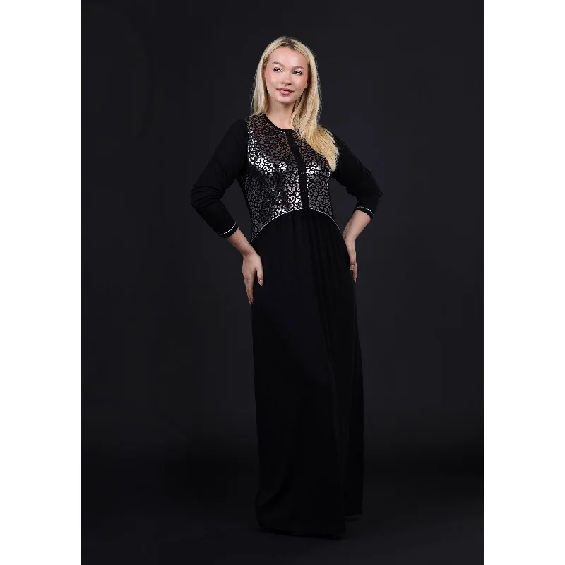 women's pajamas for those who love to dreamMetallic Leopard Print Nightgown 415, BLACK