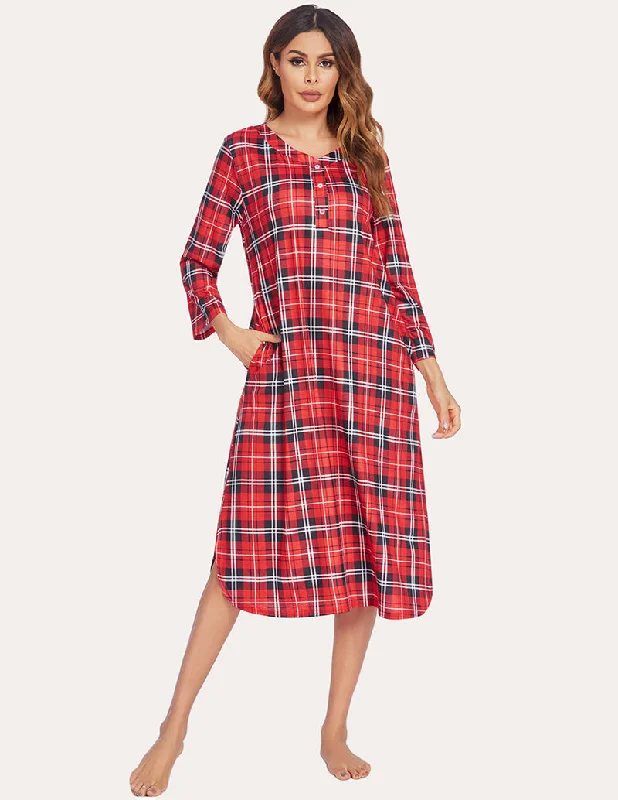 women's pajamas with a sophisticated, modern twistEkouaer Flannel Plaid Nightgown (US Only)