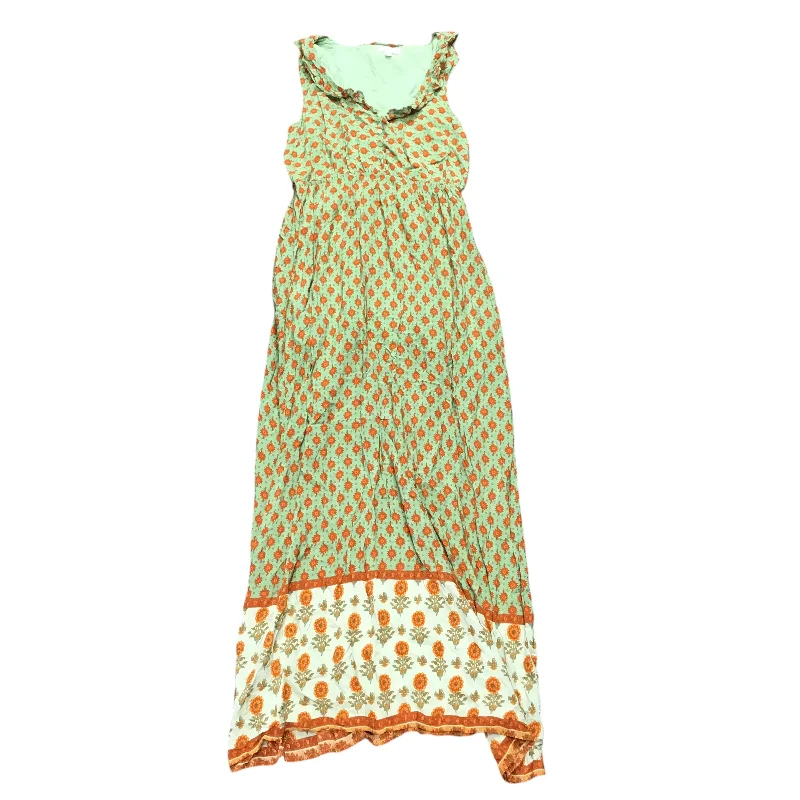 Women's Strapless DressesDress Casual Maxi By Mittoshop In Green & Orange, Size: L