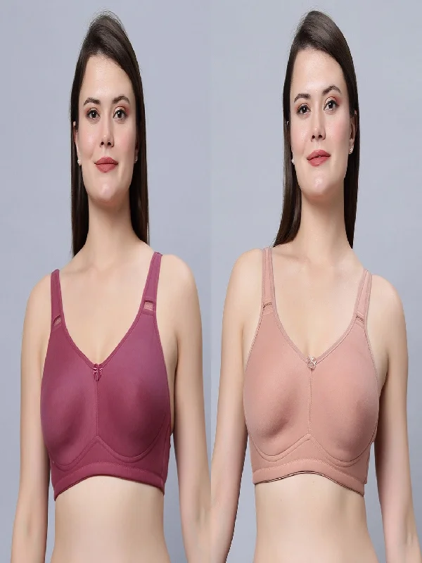 lace-up back bra for a custom fitNon padded full coverage Skin and Onion Color Bra (Pack of 2)