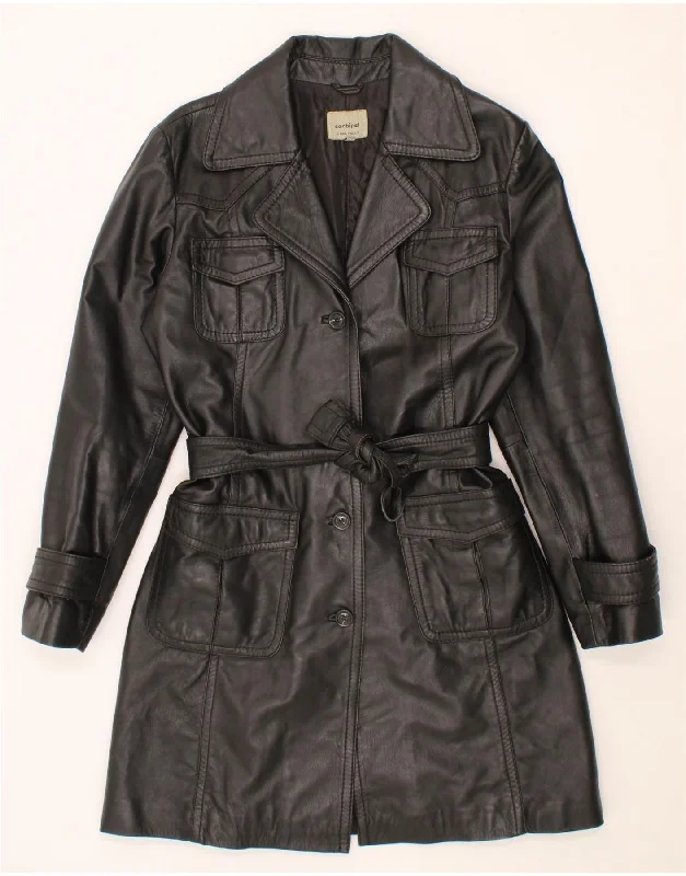 Women's Coats with Fur LiningCONBIPEL Womens Leather Coat IT 48 XL Black Leather