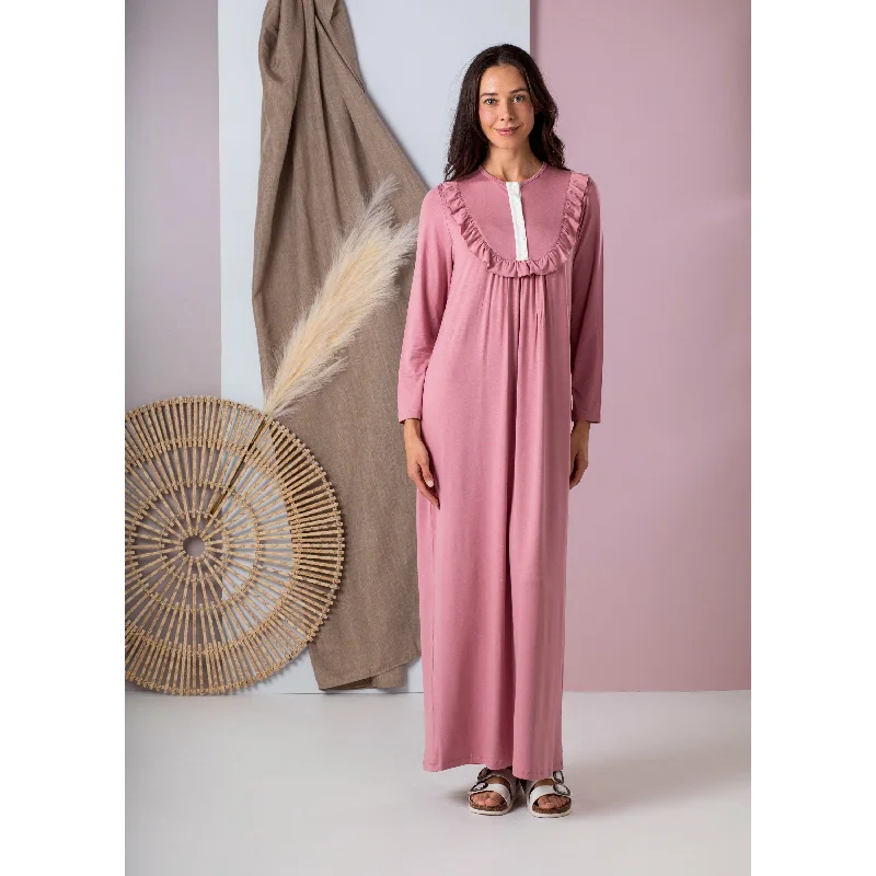 women's pajamas for everyday loungingPink Ruffle Detail Nightgown 508