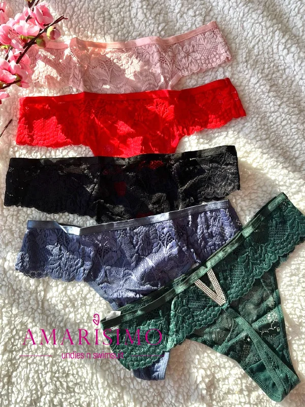 sheer lace panties with an adjustable waistbandHILO ENCAJE V AMARISIMO