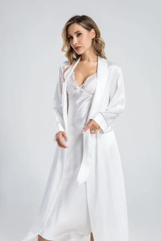 women's pajamas for cozy bedtime routinesWomen's Long Silk Nightgown & Robe Set with Long Sleeve