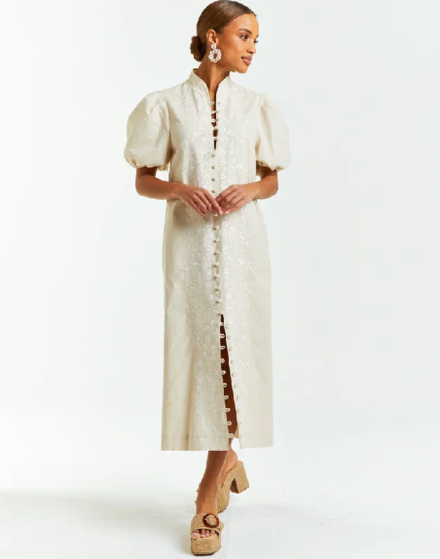 Women's Cap-Sleeve DressesElliana Barong Midi Dress