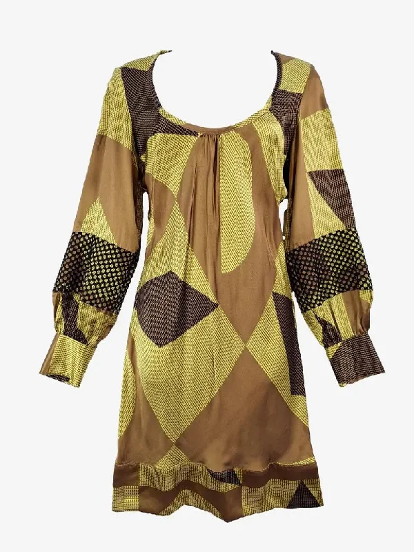 Women's Square-Neck DressesAlice McCall Bronze Geometric Silk Mini Dress Size 6