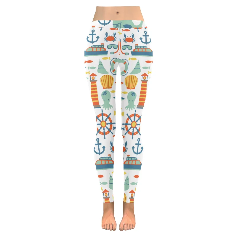 Zenzzle pattern with sea icons Low Rise Ladies yoga Leggings for womens