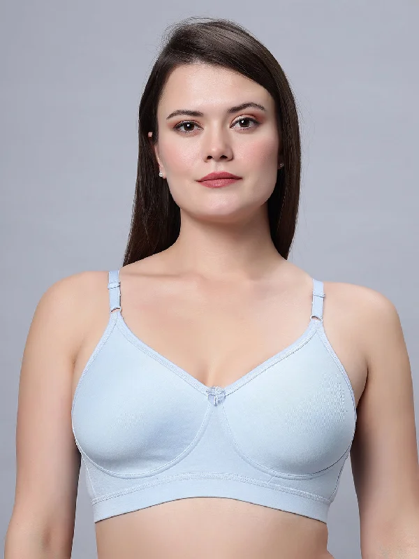 plus-size mastectomy bra with pockets for prosthesisFull Coverage Non Padded Bra Skyblue Color Bra(Pack of 1)