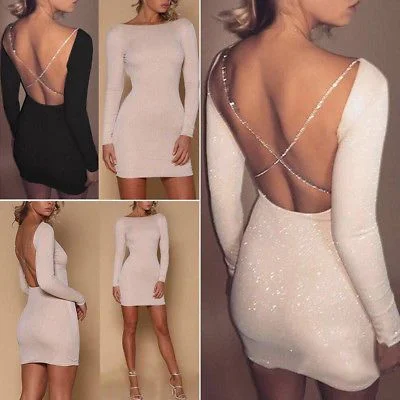 Women's Turtleneck Dressessexy Open Back Bodycon Mini Dress Homecoming Dress  S948