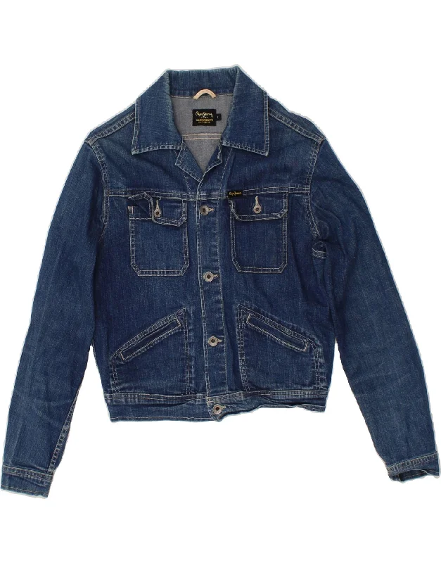 Women's Winter CoatsPEPE JEANS Womens Crop Denim Jacket UK 16 Large Blue Cotton