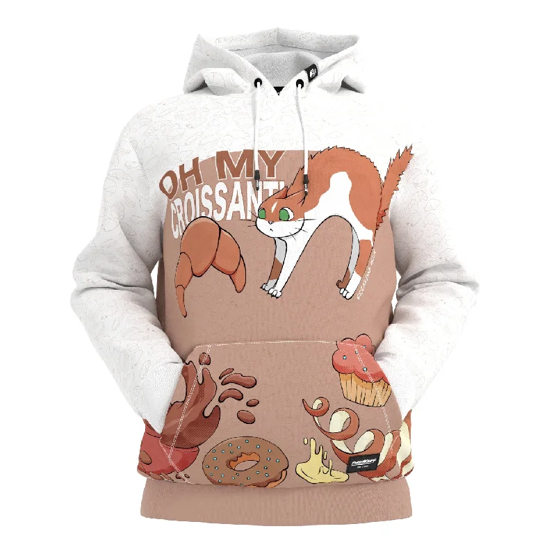 Women's Hooded Sweatshirts with Magnetic ClosureCroissant Twin Hoodie