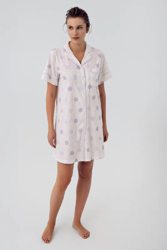 women's pajamas with adjustable waistbandsShopymommy 16100 Polka Dot Maternity & Nursing Nightgown Lilac