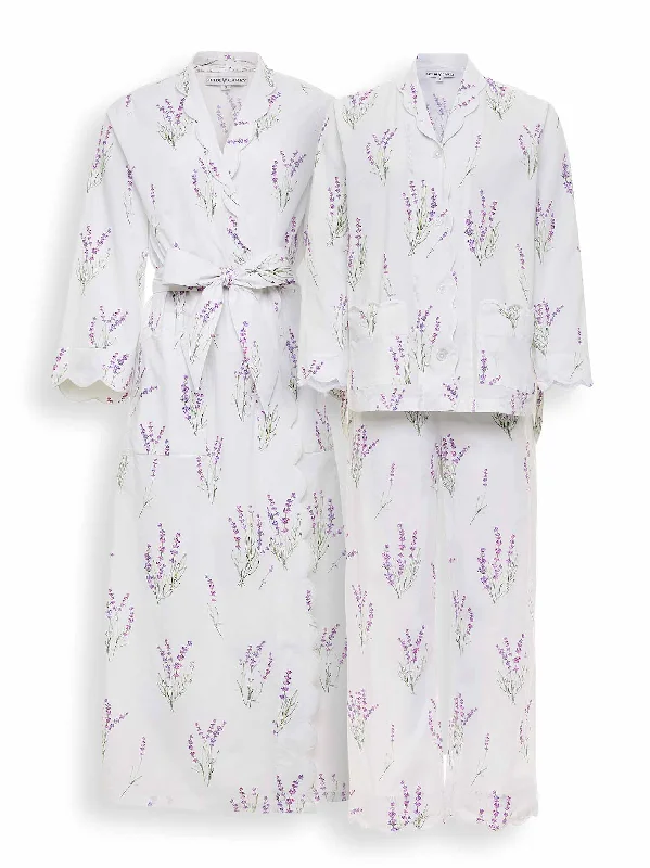 women's pajamas in pastel colorsLavender Bundle: Classic Robe + Pajamas