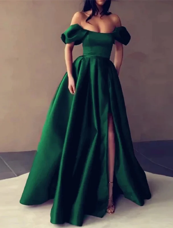 Women's Turtleneck DressesA-Line Evening Gown Minimalist Dress Wedding Guest Engagement Floor Length Sleeveless Strapless Italy Satin with Slit Pure Color