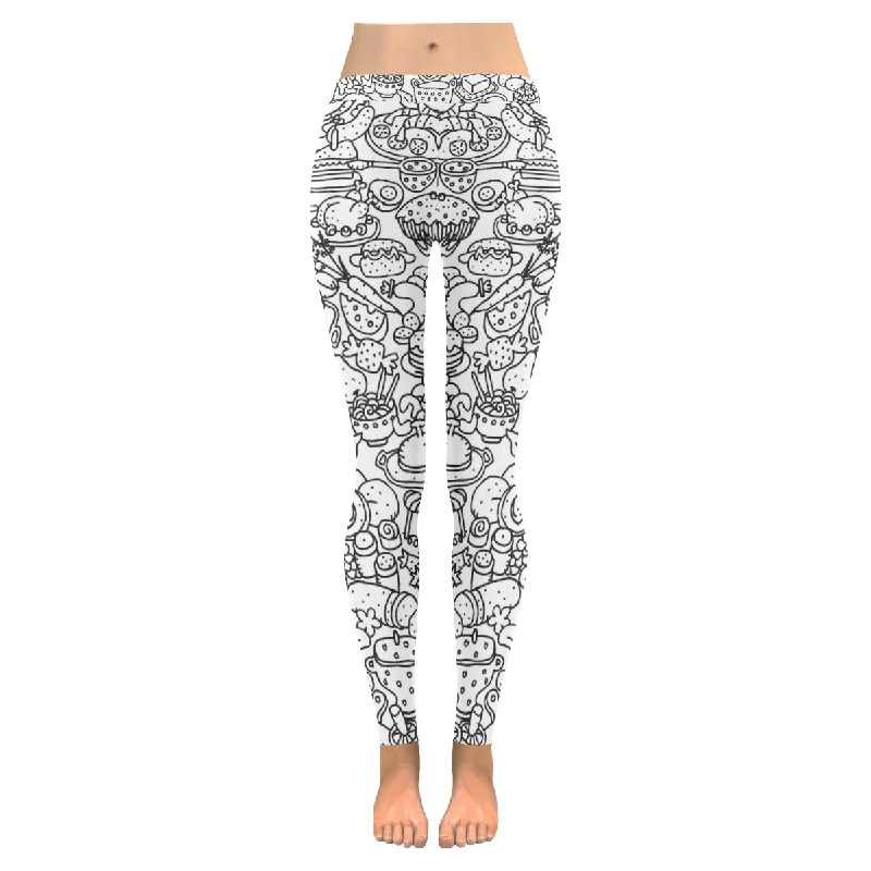 Zenzzle Food pattern in black and white Low Rise yoga Leggings for women