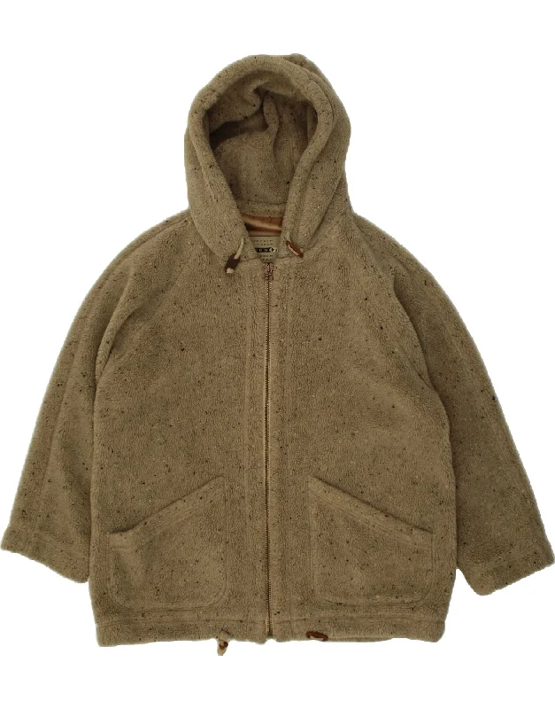 Women's Coats with SleevesVINTAGE Womens Oversized Hooded Fleece Jacket UK 14 Large Beige Flecked