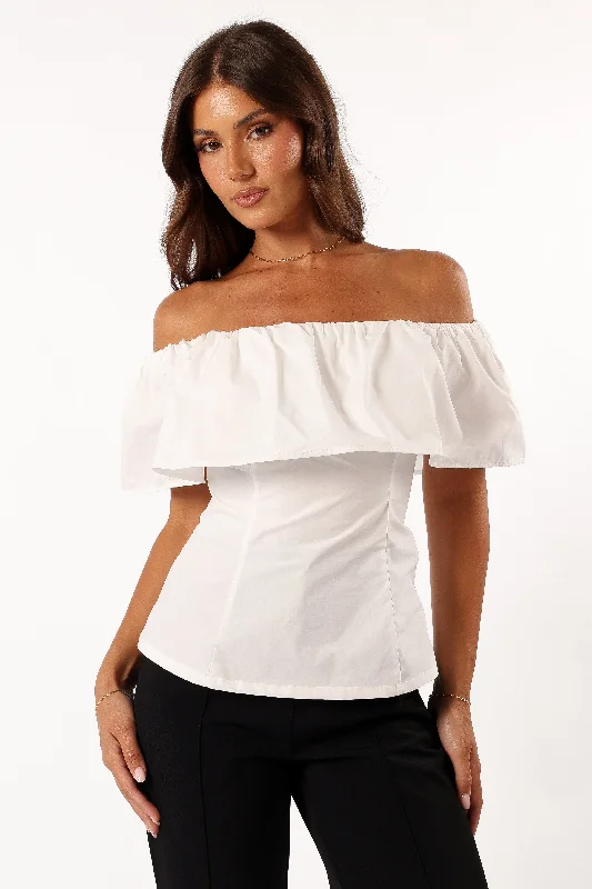 Women's Stylish ShortsEmery Off The Shoulder Top - White