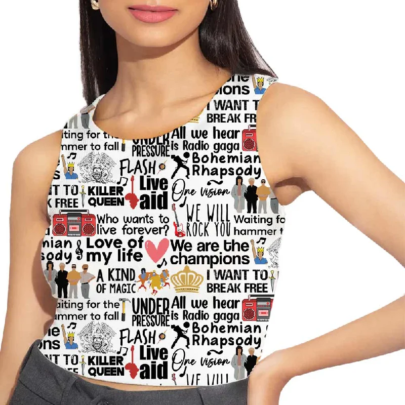 Women's Blouse with CollarAOP Crop Top - We Are The Doodlers