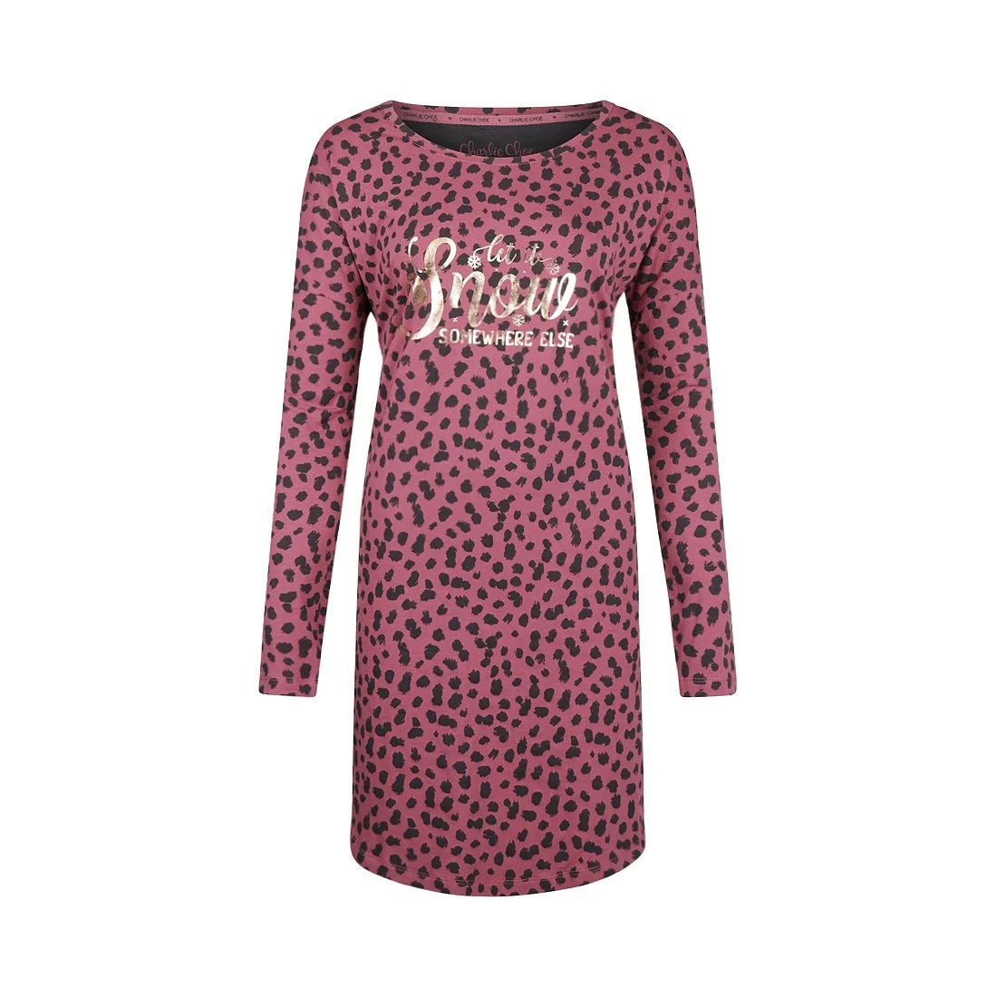 women's pajamas for a night of restCharlie Choe Dames Nachthemd Bigshirt - S49100-38 - Cassis Roze Panter