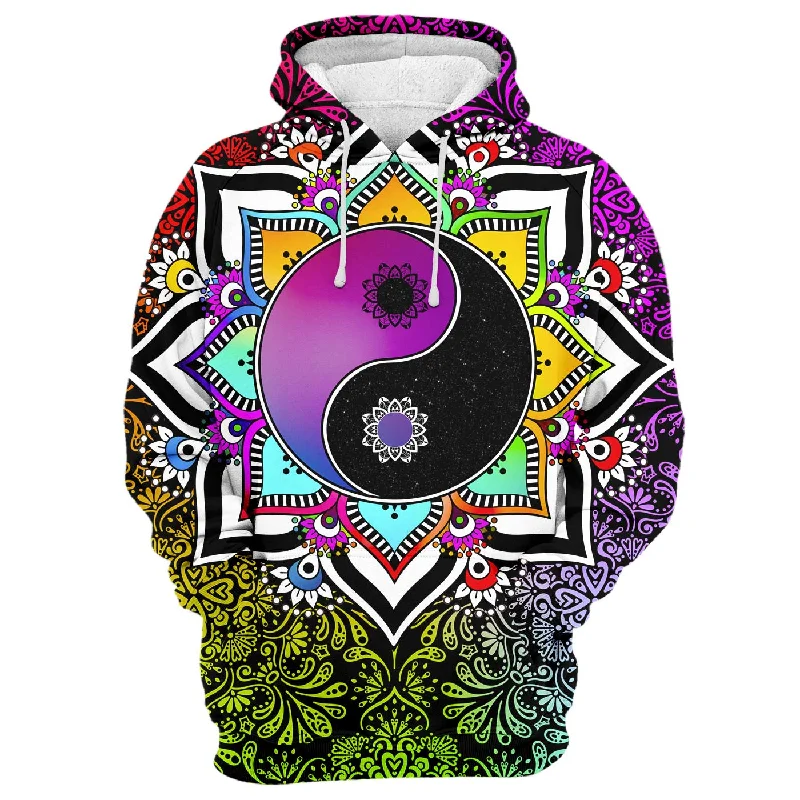 Women's Hooded Sweatshirts with Zipper ClosurePurple Yin Yang Hoodie