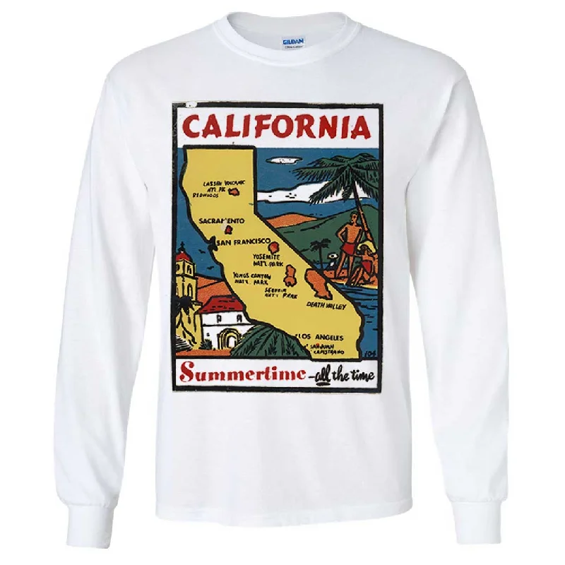 Women's Hooded Sweatshirts with Flannel LiningVintage State Sticker California Long Sleeve Shirt