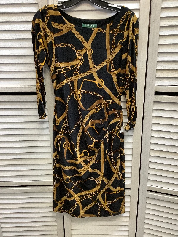 Women's Keyhole-Back DressesDress Casual Maxi By Ralph Lauren In Black & Gold, Size: 4