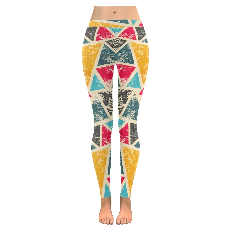 Zenzzle retro colored triangle print Low Rise Womens yoga running Leggings